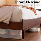 Solid Wood Bed Frame with Headboard, No Box Spring Needed