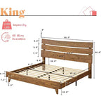 Solid Wood Bed Frame with Headboard, No Box Spring Needed