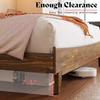 Solid Wood Bed Frame with Headboard, No Box Spring Needed