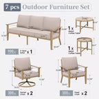 Captiva Designs 7-teiliges Outdoor-Patio-Gesprächsset mit Kreuzband-Rückenlehnen und dicken Polstern für Terrasse, Garten oder Poolbereich