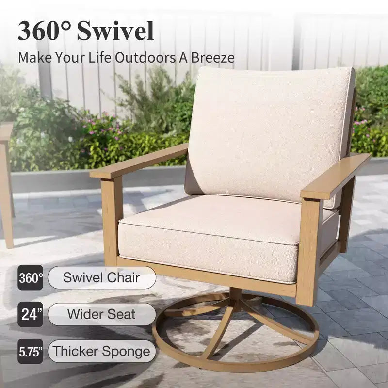 Captiva Designs 7-teiliges Outdoor-Patio-Gesprächsset mit Kreuzband-Rückenlehnen und dicken Polstern für Terrasse, Garten oder Poolbereich