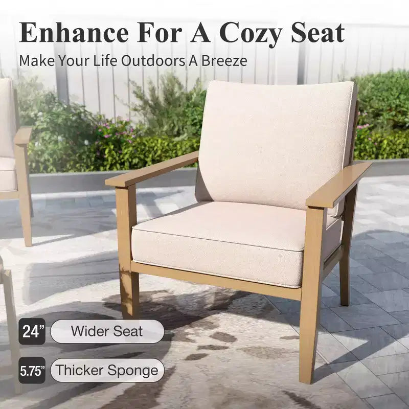 Captiva Designs 7-teiliges Outdoor-Patio-Gesprächsset mit Kreuzband-Rückenlehnen und dicken Polstern für Terrasse, Garten oder Poolbereich
