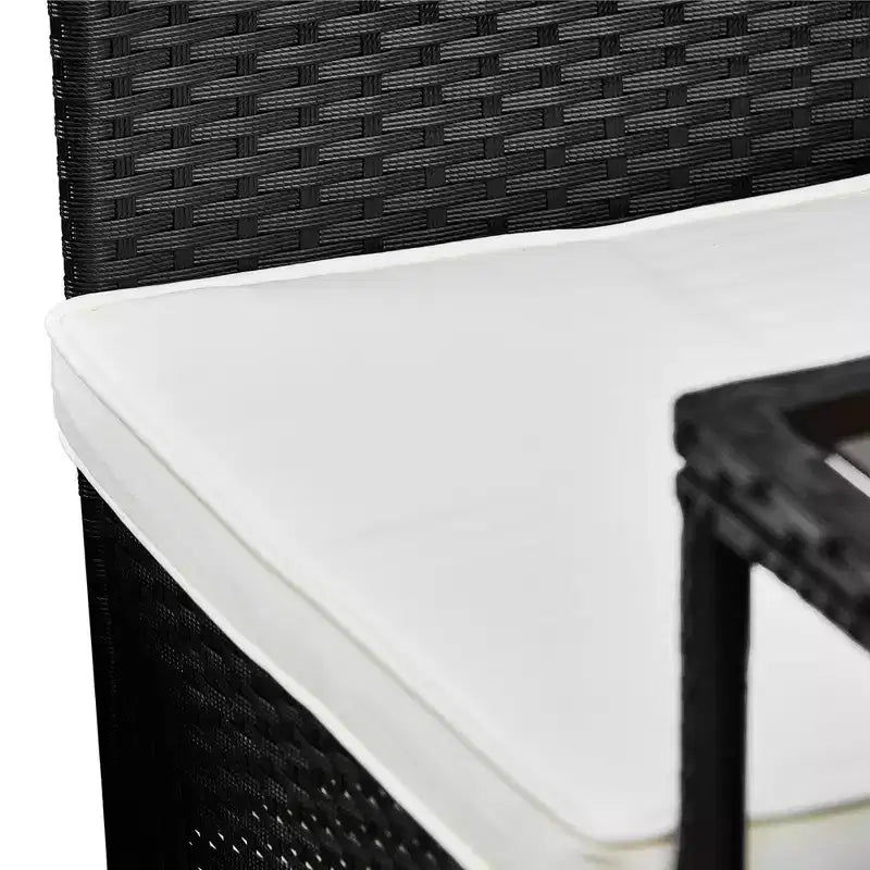 Teamson Home Outdoor-Loveseat-Bank aus Rattan mit Tisch und Polstern, schwarz