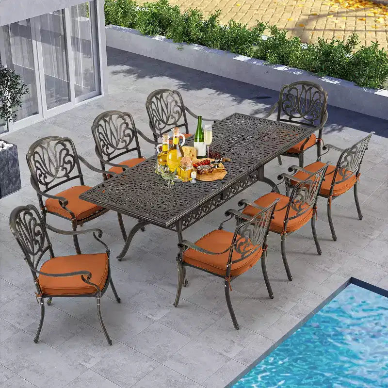 EROMMY 8 - Person Rectangular Outdoor Dining Set with Cushions
