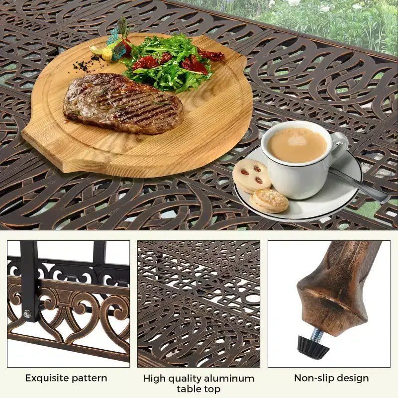 Ensemble de salle à manger extérieur rectangulaire EROMMY pour 8 personnes avec coussins