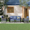 EROMMY 7 Pieces Modern Outdoor Conversation Set Sectional Sofa With Ottomans And Coffee Table