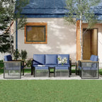 EROMMY 7 Pieces Modern Outdoor Conversation Set Sectional Sofa With Ottomans And Coffee Table