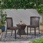 Christopher Knight Home Oleander Outdoor Wicker 3 Piece Stacking Chair Chat Set, Multibrown