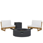 Christopher Knight Home Sherwood Fauteuils de jardin en bois d’acacia avec coussins et brasero circulaire