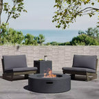 Christopher Knight Home Sherwood Outdoor Acacia Wood Club Chairs with Cushions and Circular Fire Pit