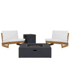 Fauteuils d’extérieur Christopher Knight Home Sherwood en bois d’acacia avec coussins et brasero carré