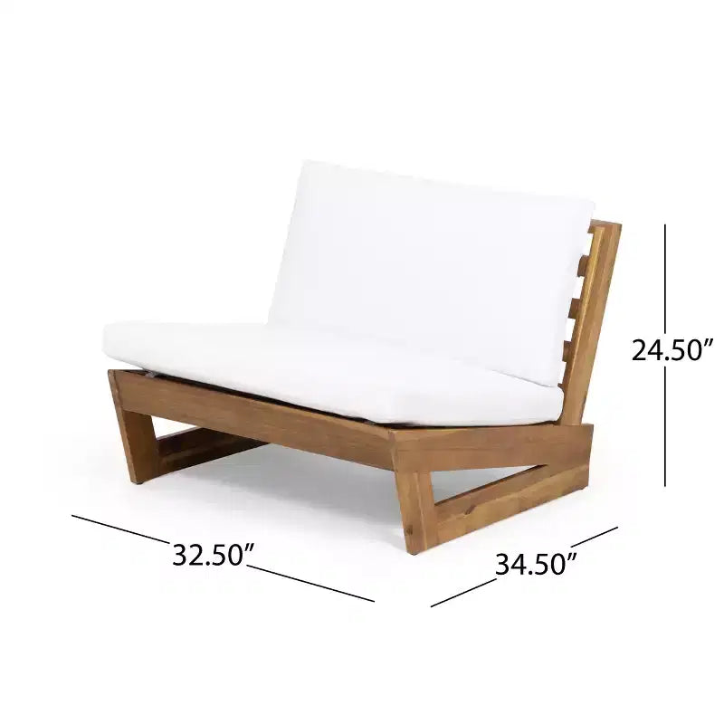 Fauteuils d’extérieur Christopher Knight Home Sherwood en bois d’acacia avec coussins et brasero carré