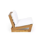 Fauteuils d’extérieur Christopher Knight Home Sherwood en bois d’acacia avec coussins et brasero carré