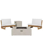 Fauteuils d’extérieur Christopher Knight Home Sherwood en bois d’acacia avec coussins et brasero carré