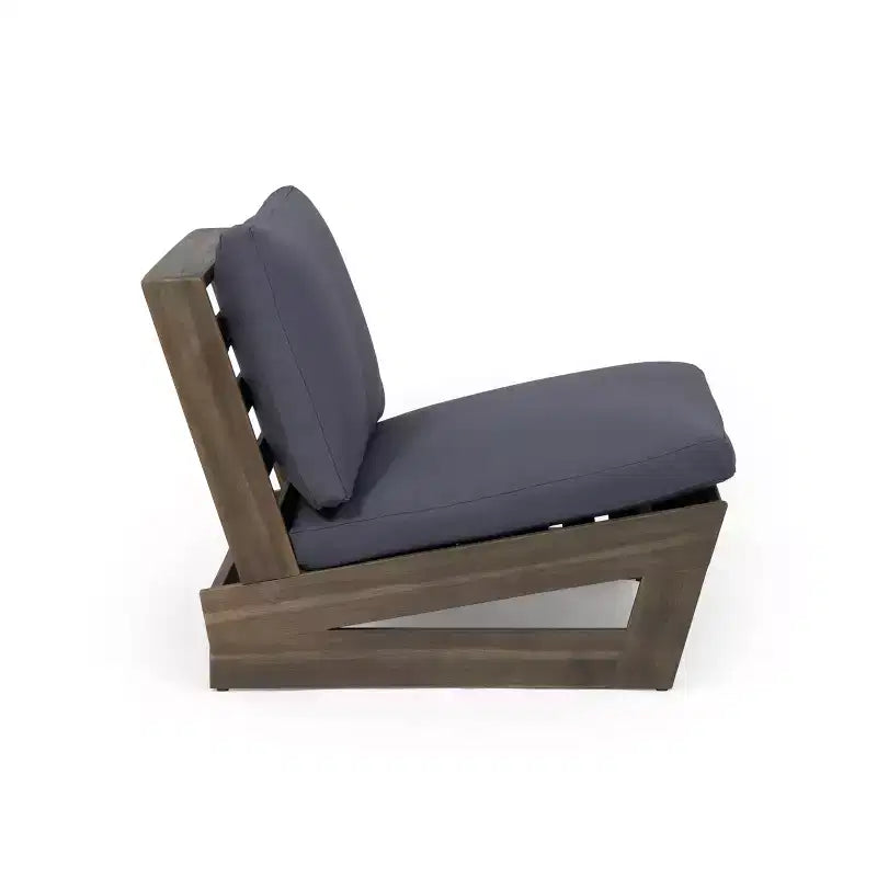 Fauteuils d’extérieur Christopher Knight Home Sherwood en bois d’acacia avec coussins et brasero carré