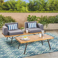 Christopher Knight Home Canoga Outdoor Acacia Wood 2 Seater Sofa and Table Set with Cushions
