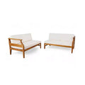 Christopher Knight Home Beate Outdoor Rustic Acacia Wood 2 Piece Sofa Set with Cushions and Open Slat Back