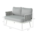 Christopher Knight Home Barbara modernes Outdoor-Set aus Metall-Couchtisch und gepolsterten Zweisitzern