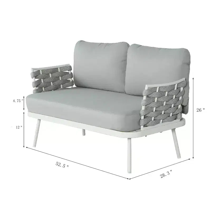 Christopher Knight Home Barbara modernes Outdoor-Set aus Metall-Couchtisch und gepolsterten Zweisitzern