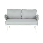 Christopher Knight Home Barbara modernes Outdoor-Set aus Metall-Couchtisch und gepolsterten Zweisitzern