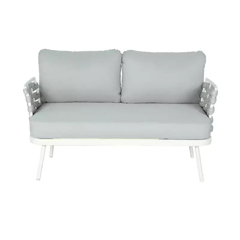 Christopher Knight Home Barbara modernes Outdoor-Set aus Metall-Couchtisch und gepolsterten Zweisitzern