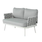 Christopher Knight Home Barbara modernes Outdoor-Set aus Metall-Couchtisch und gepolsterten Zweisitzern