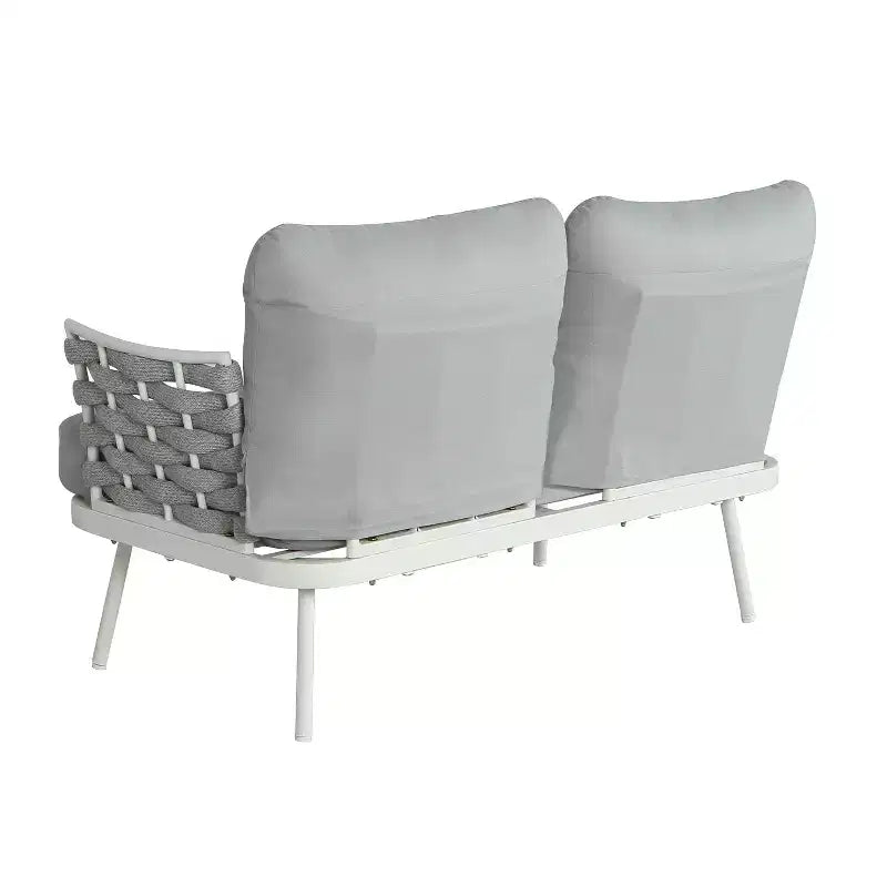 Christopher Knight Home Barbara modernes Outdoor-Set aus Metall-Couchtisch und gepolsterten Zweisitzern