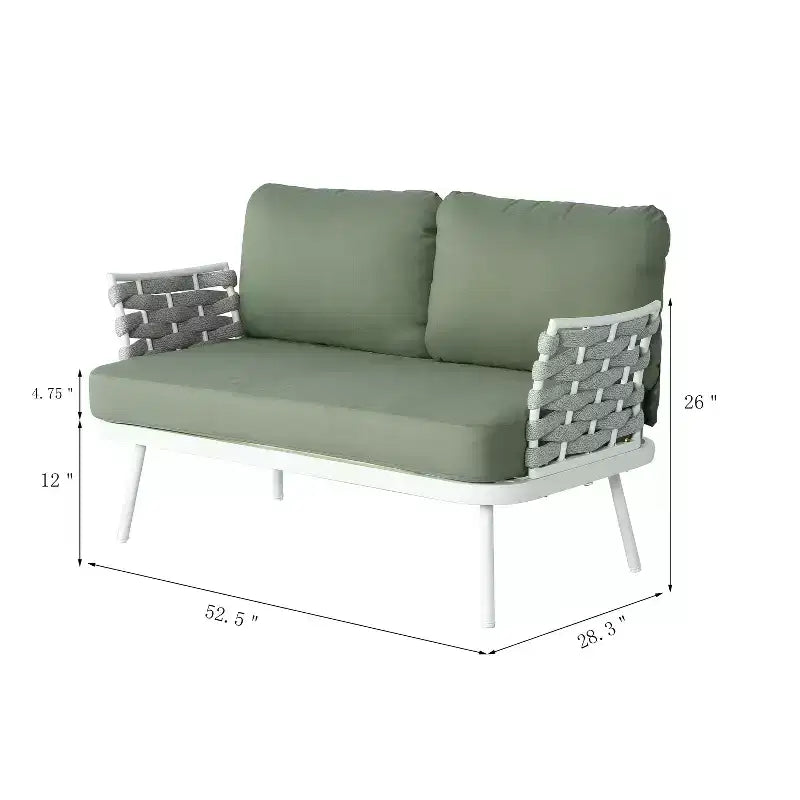 Christopher Knight Home Barbara modernes Outdoor-Set aus Metall-Couchtisch und gepolsterten Zweisitzern