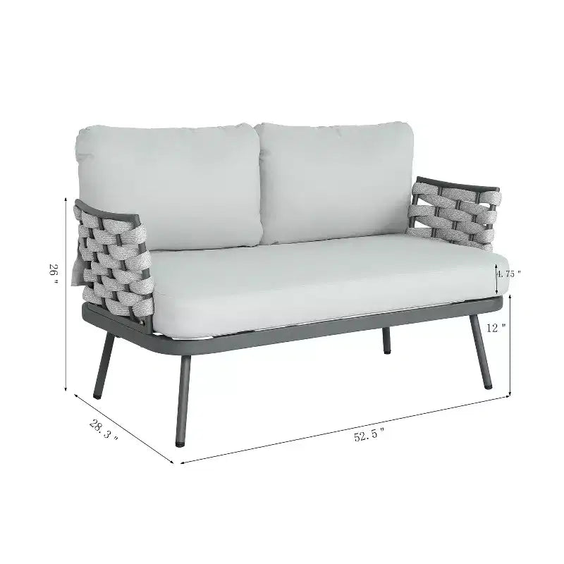 Christopher Knight Home Barbara modernes Outdoor-Set aus Metall-Couchtisch und gepolsterten Zweisitzern