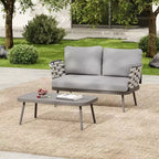 Christopher Knight Home Barbara Modern Outdoor Metal Coffee Table and Upholstered Lovesear Set
