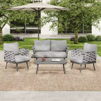 Christopher Knight Home Belle 4 Piece Modern Patio Metal and Rope Upholstered Seating Set with Coffee Table