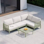 WestinTrends Playa modern, 4 részes, polipropilén műgyanta moduláris, L alakú kültéri teraszos sarokgarnitúra, zöld