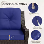 Ensemble de mobilier d’extérieur en résine tressée EAGLE PEAK Azure Bay, 5 pièces, avec canapé, fauteuils et poufs