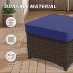 Ensemble de mobilier d’extérieur en résine tressée EAGLE PEAK Azure Bay, 5 pièces, avec canapé, fauteuils et poufs