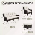 Ensemble de mobilier d’extérieur en résine tressée EAGLE PEAK Azure Bay, 5 pièces, avec canapé, fauteuils et poufs