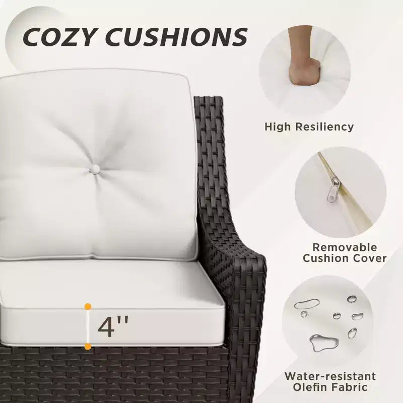 Ensemble de mobilier d’extérieur en résine tressée EAGLE PEAK Azure Bay, 5 pièces, avec canapé, fauteuils et poufs