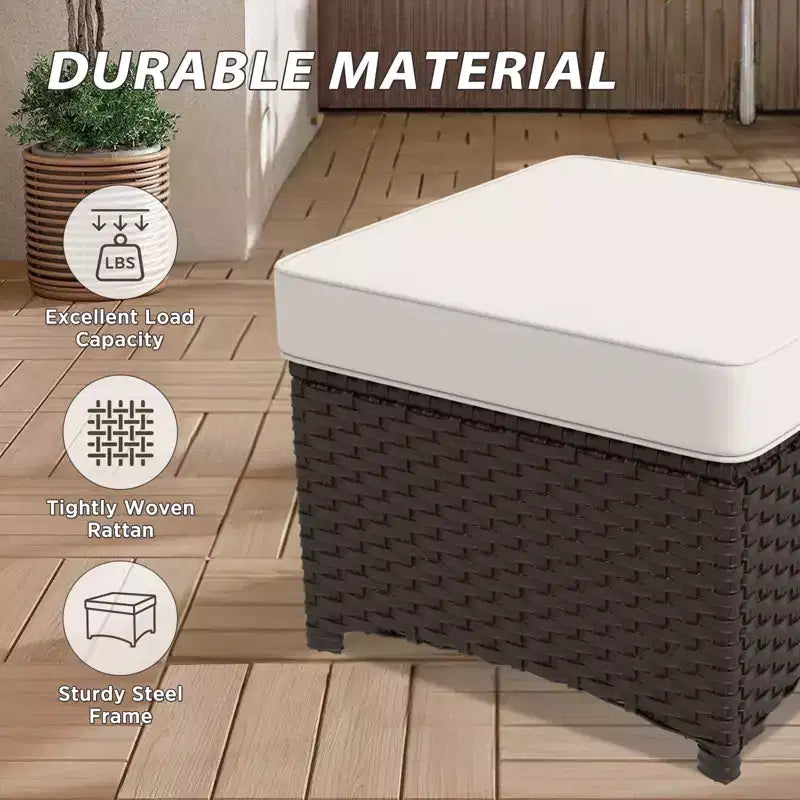 Ensemble de mobilier d’extérieur en résine tressée EAGLE PEAK Azure Bay, 5 pièces, avec canapé, fauteuils et poufs