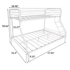 Twin-Over-Full Metal Bunk Bed with Guardrail and Inclined Ladder