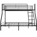 Twin-Over-Full Metal Bunk Bed with Guardrail and Inclined Ladder