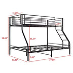 Twin-Over-Full Metal Bunk Bed with Guardrail and Inclined Ladder