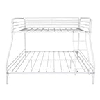 Twin-Over-Full Metal Bunk Bed with Guardrail and Inclined Ladder