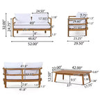 Christopher Knight Home Aggie kültéri akácfa, 4 személyes beszélgetőgarnitúra párnákkal, teak/fehér