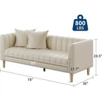78-Inch 3-Seater Sofa with Faux Leather Upholstery and Wood Legs