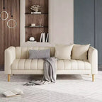 78-Inch 3-Seater Sofa with Faux Leather Upholstery and Wood Legs