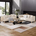 78-Inch 3-Seater Sofa with Faux Leather Upholstery and Wood Legs