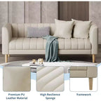 78-Inch 3-Seater Sofa with Faux Leather Upholstery and Wood Legs