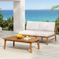 Christopher Knight Home Simms Outdoor Slatted Design Acacia Wood Loveseat and Coffee Table Chat Set