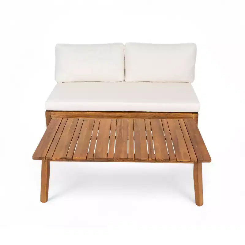 Set da conversazione Christopher Knight Home Simms da esterni, con divanetto a due posti e tavolino da caffè in legno di acacia dal design a doghe
