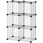 6-Cube Modular Wire Storage Organizer, Adjustable & Expandable Metal Shelving, Stackable Wire Grid, 60 lb Capacity, Black