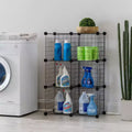6-Cube Modular Wire Storage Organizer, Adjustable & Expandable Metal Shelving, Stackable Wire Grid, 60 lb Capacity, Black
